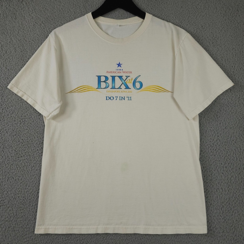 Bix at 6 Shirt Mens M Off White Iowa American Water Do 7 in '11 Davenport Tee